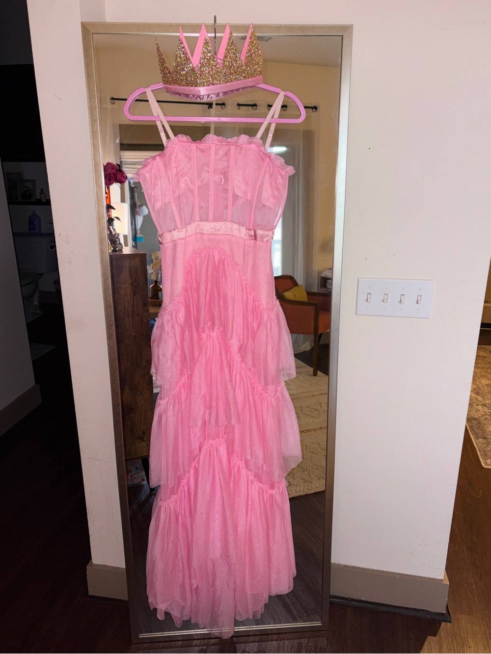 Glinda the Good Pink Tiered Dress Costume - Picture 3 of 8
